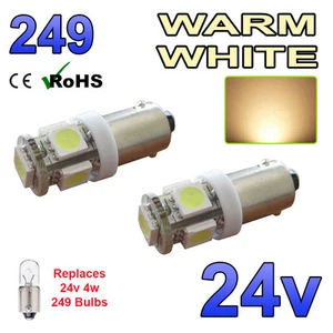 2x Camión de alta velocidad bayoneta blanco cálido 24v LED 249 BA9s T4W 5 SMD bombillas brillantes HGV  - Imagen 1 de 5