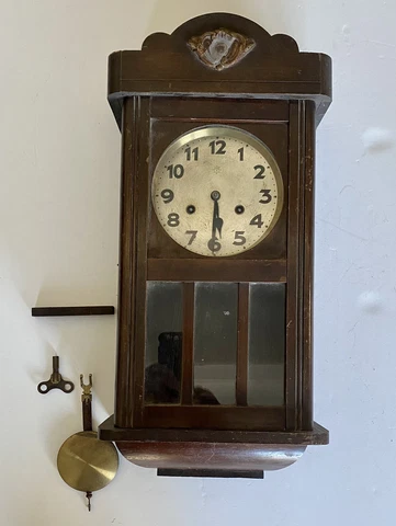 Antique Junghans German Pendulum Wall Clock Selling As Is Cover