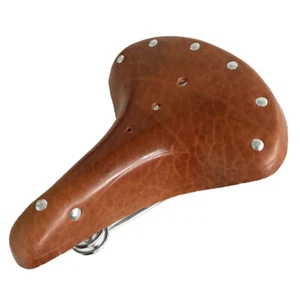Vintage Cowhide Bicycle Seat Genuine Leather Bike Cycling Saddle With Springs - Picture 1 of 20
