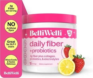 Belli Welli Daily Fiber Supplement Powder with Collagen Probiotics & Electrol... - Picture 1 of 6