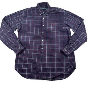 Ralph Lauren Classic Fit Men’s Large Purple Red Plaid Long Sleeve Button Shirt - Picture 1 of 6