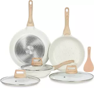 Nonstick Ceramic Frying Pans Skillets Set with Lids, Non-Toxic Egg Omelette Kitc - Picture 1 of 7
