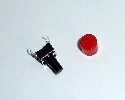 5 Pcs. 6x6 Mm Tactile Push Button With Red Push Button Cap • 2.50£