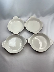 Vintage Hall Serving Plates, Brown & White, Made in USA, Bakeware, Set Of 4 - Picture 1 of 6