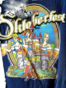 Sz.Sm T-Shirt. COTTON Dark Blue. OKTOBERFEST. Cool printed T-Shirt.Bavaraia,Beer - Picture 1 of 3