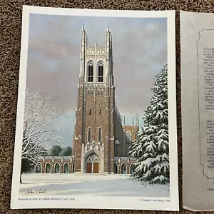Vintage 1986 Duke University Chapel at Christmas Durham NC Print Alan Cheek Snow - Bild 1 von 9