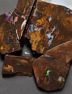 Boulder Opal Rub Parcel From Winton Red Pink Blue Green Lapidary 108 Carat Rough - Picture 1 of 22