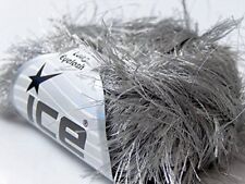 38Yd Silver Grey Extra Long Eyelash Yarn #13021 Ice Luxurious Fun Fur 50 gram