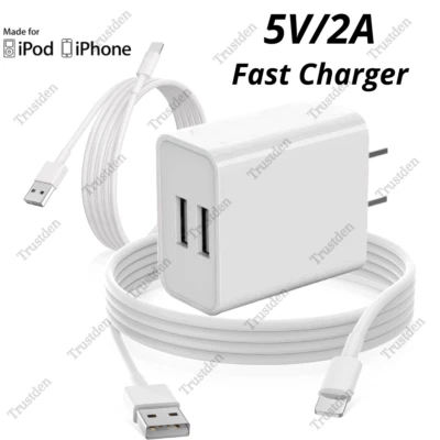 For iPhone 13 12 11 8 7 6 Plus USB Charger Cable 3/6Ft Fast Power Adapter Block - Image 1 of 4