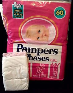 Vintage Pampers Phases Diaper For Girls From Europe Plastic Backed Reborn
