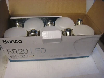 10 pack of Sunco BR20 LED 7W = 50 550 lumens 2700K standard base dimmable - Image 1 of 4