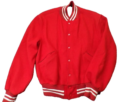 Chaqueta Universitaria de Lana Butwin Roja y Blanca con Cremallera Años 50 60 De Colección Talla 40 Usada en Excelente Condición EE. UU. Foto 1 de 4