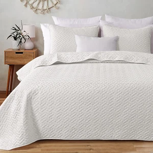 King Size Quilt Bedspreads with Basket Weave Pattern, Soft Lightweight Summer Qu - Picture 1 of 6