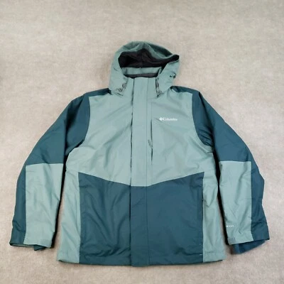 Columbia 3 in 1 Interchange Jacket Men Large Green Omni-Tech Hooded Liner Fleece - Image 1 of 4