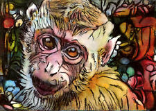 New ListingOriginal Hand Painted Watercolor and Pen Art Card (Aceo) Fantasy Art Monkey