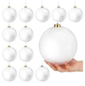 Large Set Of 12 White Ornament 6” Balls - Picture 1 of 7