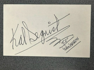 Kal Segrist autographed 3 x 5 index card MLB Guaranteed to Pass