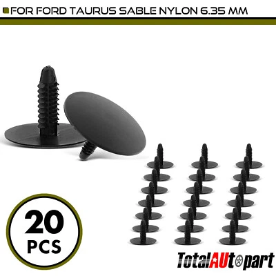 20 piezas clips de retención de alfombras negros para Ford Taurus Sable 6,35 mm nailon cabezal único Foto 1 de 4