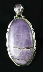 Piedra Tiffany Plata Esterlina .925 Hecho a Mano Colgante Personalizado con Incrustaciones Fianza Púrpura - Imagen 1 de 3
