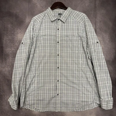 Camisa REI Para Hombres 2XL Cuadros Exterior Abotonada Manga Larga Rendimiento Senderismo Foto 1 de 4