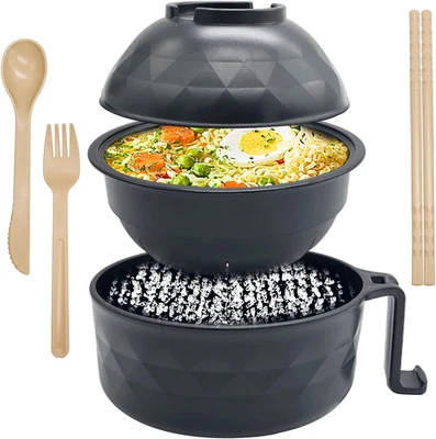 33oz Microwave Ramen Cooker,Ramen Bowl Set,Instant Noodles Bowl with Chopsticks, - Image 1 of 4
