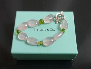 Autentico bracciale Tiffany & Co. quarzo rosa peridoto argento sterling #3015 - Foto 1 di 5