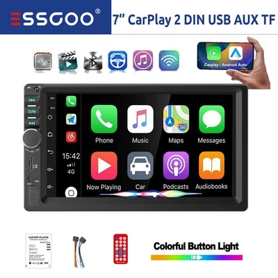 ESSGOO 7" Double Din Car Stereo Radio Apple CarPlay/Android Auto Mirror Link MP5 Player