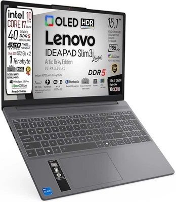 Lenovo, Ideapad Slim 3i , i7 13620H 1, DDR5 40Gb, Display OLED 15,1" SSD 2x512Gb - Immagine 1 di 4