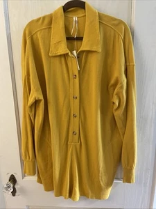Anthropologie Waffle Knit Long Sleeve Cocoon Romper in Mango Womens Size Large - Picture 1 of 10