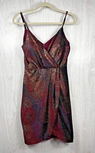 GUESS Women’s Size 6 Red Gold Black Sparkle Metallic Cocktail Dress - Picture 1 of 7