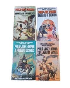 World Of Tiers By Philip Jose Farmer 4 Book Lot 1-3 & 5 Vintage SciFi 1960 1970s - Foto 1 di 2