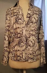 Button Down Hemd Talbots Petites Schlangenleder Größe 2P Cowgirl Langarm Country - Bild 1 von 8