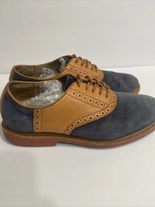 Polo Ralph Lauren Herren Torrington Saddle Schuhe Blau Leder Schnürung Profil 7D - Bild 1 von 9