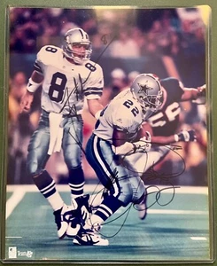 Emmitt Smith and Troy Aikman Signed 8x10 Quarterback Club Photo - Picture 1 of 7