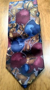 Ungaro Burgundy, Blue and Beige Silk Tie - Picture 1 of 7