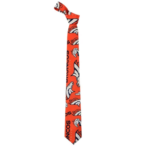 Denver Broncos Football Team NFL Repeat Logo Orange Printed Neck Standard Tie Cover