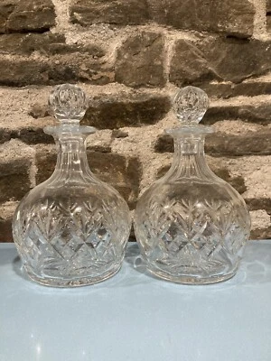 2 x or a pair of vintage Thomas WEBB CORBETT cut glass crystal decanters - Image 1 of 4