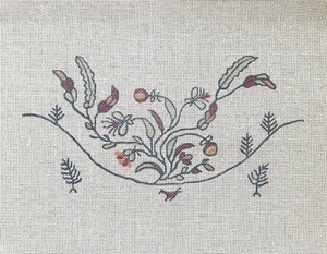 Needlepoint Canvas Hand Stitch Painted Unbranded Floral Blue Leaves 14 Count - Picture 1 of 6