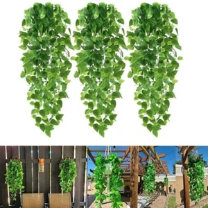 4pc Artificial Fern Plant Fake Eucalyptus Leaf Hanging Trailing Vine Home Decor - Picture 1 of 9
