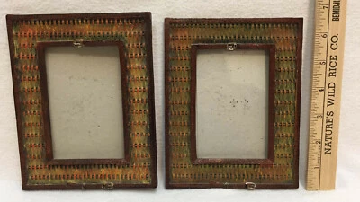 Marco de fotos 5 x 6,5 cesta de plástico tejido soporte apertura de vidrio 3 x 4,5 juego 2 Foto 1 de 3