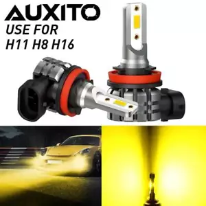 YELLOW LED Fog Light Bulbs H11 High Power 200W Lamps 3000K Foglight Bulbs H8 Kit - Picture 1 of 8