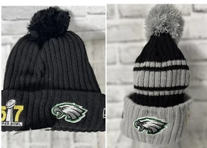 Philadelphia Eagles LVII New Era NFL Black & Black & Gray Knit Beanie Hat Set - Picture 1 of 9