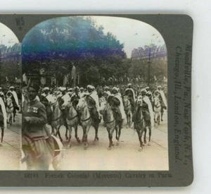 French Colonial Morocco Cavalry in Paris Keystone Stereoview - Picture 1 of 3