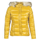 Kaporal Yellow Padded Jacket Size Small 8 Puffa Faux Fur Hood Fitted New Rrp £99