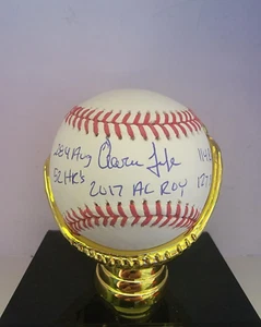 Aaron Judge 2017 AL ROY Stat Signed Baseball New York Yankees LE 44/99 - Picture 1 of 6