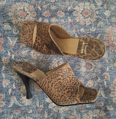 Stuart Weitzman Women's Suede Leather Animal Print Textured Mule Sandal Heels - Image 1 of 4