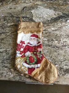 MEDIAS NAVIDAD PUNTA AGUJA SANTA CLAUS. LANA Y ORO - Imagen 1 de 3