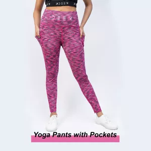 Pink Yoga Pants with Pockets for Women for Workout, Yoga & Running - Picture 1 of 6