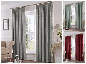 Cortinas plisadas para lápiz ricas en algodón Fusion EASTBOURNE Damasco Jacquard - Imagen 1 de 9