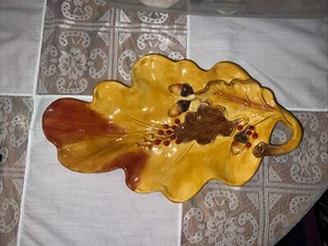 Fitz and Floyd Fall Harvest Leaf Dish 13”X 7 3/4 Serving Tray Dish Multicolored - Picture 1 of 5